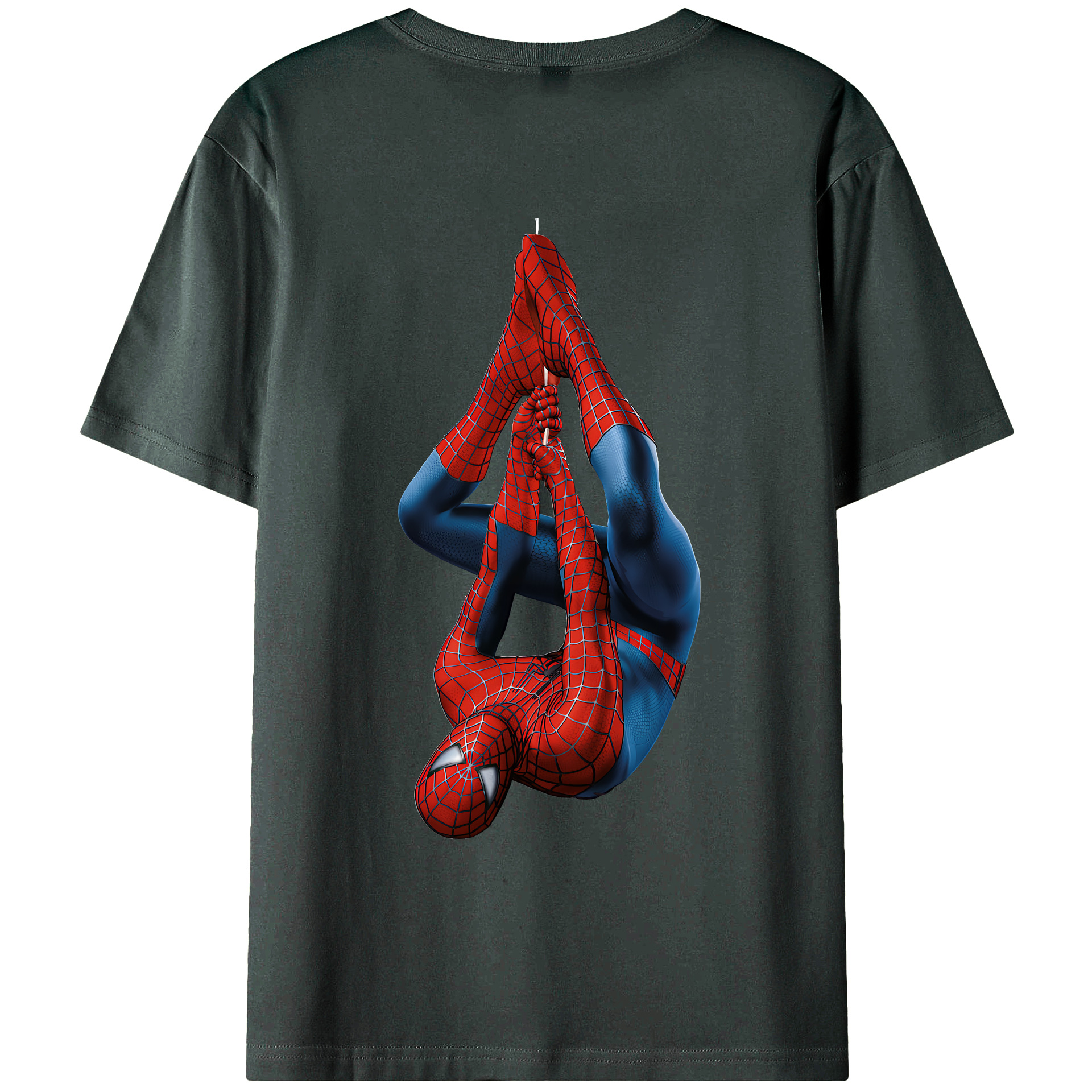 （画像用） Spider Man スパイダーマン 綿100％ メンズ半袖Tシャツ（バックプリント） 通気性